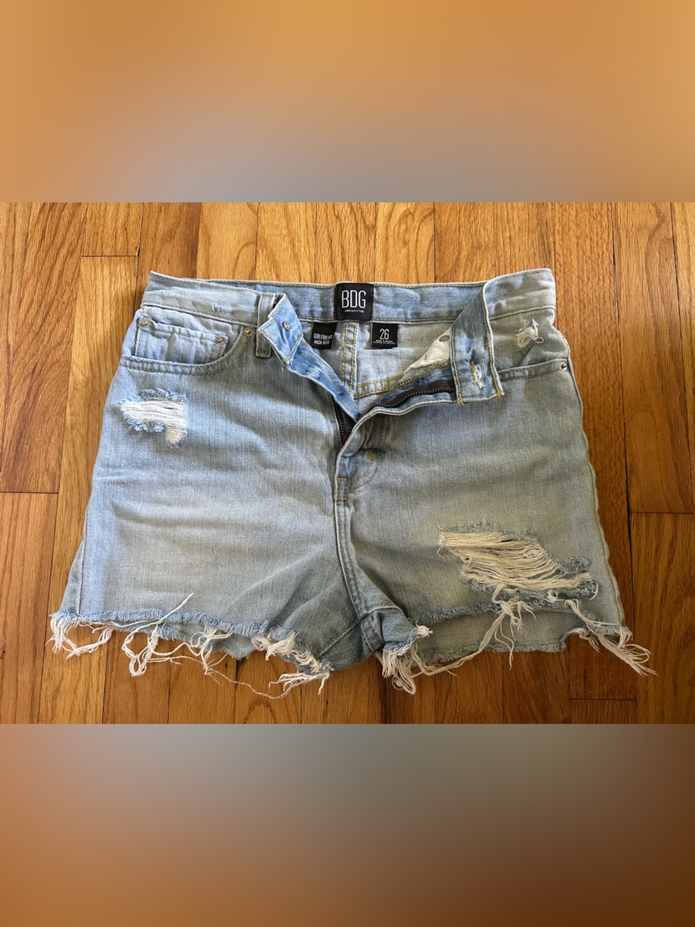 BDG Light Blue Distressed Denim Cutoff Shorts